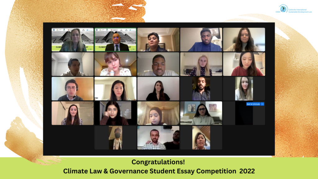 2022 CLGI Essay Winners Climate Law and Governance Initiative